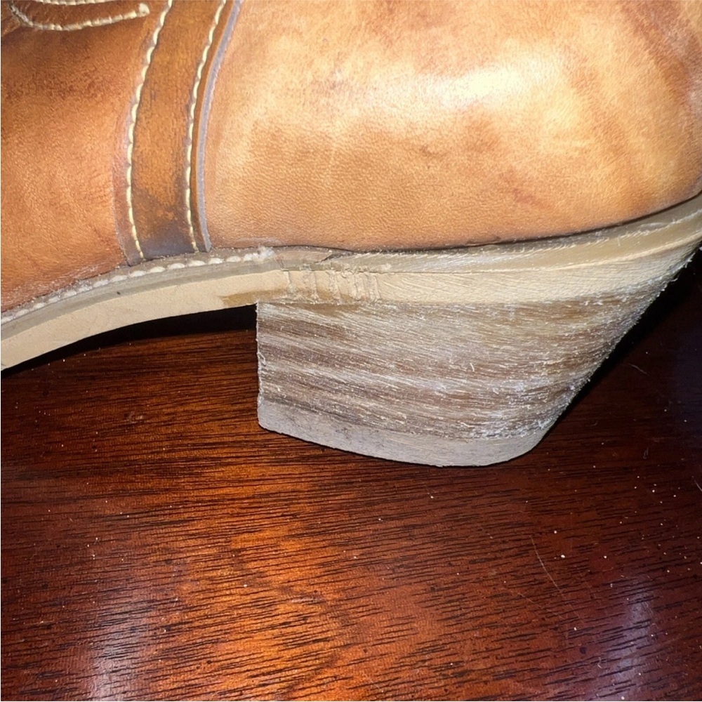 Vtg Dingo Brown Cowboy Western Boots 8.5 Medium Embroidered Heel USA made - Picture 5 of 8